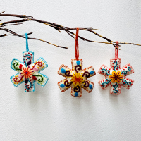 CHRISTMAS ORNAMENTS WITH MULTICOLOR EMBROIDERY