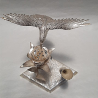 Hummingbird and Rose, Pen holder in Silver 950