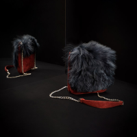 Suede Caprine Leather Small bag with Suri Alpaca