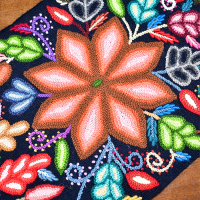 Floral hand embroidered Wool Table Runner, “Spring Garden”