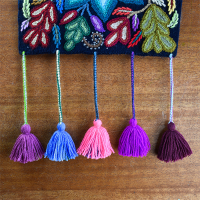 Floral hand embroidered Wool Table Runner, “Spring Garden”