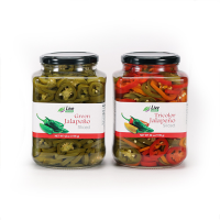 Green and tricolor Jalapeño in 42oz square