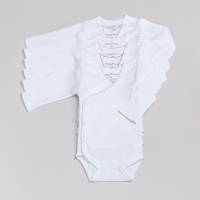 Baby Bodysuit with Picot Crossed Neck 100% Anti-allergic Cotton