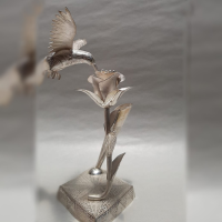 Hummingbird and Rose, Pen holder in Silver 950