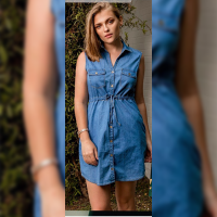 Zero Sleeve Shirt Dress with Buttons