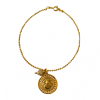 WAYNA SHORT CHAIN | SKU: PARSEA - 29A  | Talla S:  dije Ø 1,8 cm -↕ 21 cm | Material:  24k gold coated bronze |The Lord of Sipan Treasure – Chiclayo | 