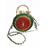 LIMA TAWN  BAG – Watermelon Color | | SKU: PAC-004B | Size M | Dimensions:  Ø 22 cm ↗11.5 cm | Material: Natural Junco Fiber | Coastal Wetlands of  ICA - Peru |  