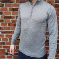 Classic Cotton Pullover, Mock Neck with Zipper 3/4