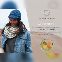 At Millma & Qaytu we have the Peru Fair Trade certification, which guarantees that our processes are transparent, fair, responsible with the environment and that they reaffirm our commitment to our artisans.