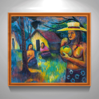 Oil Painting Composition With Native Characters from Peru