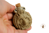 Ceramic Raku Bottle Wolf