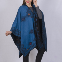 Reversible Alpaca Ruana with Hand Embroidery
