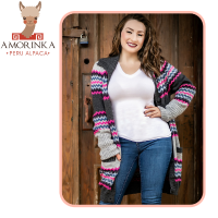 Alpaca Wool Long Zigzac Cardigan