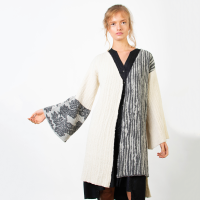 Machine made cardigan, 90% Alpaca and 10% Nylon.
