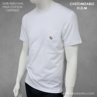 100% pima cotton round neck t-shirt with pocket