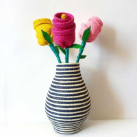 Handmade Palm Straw Vase with Natural Dyes