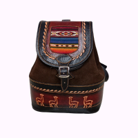 Handmade Backpack in Leather and Andean Fabrics