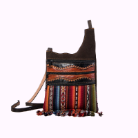 Handmade Travel Backpack in Leather and Andean Textile