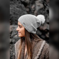 Alpaca Hat with Fur Pompom
