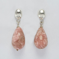 Silver earring with rhodonite stone