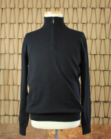 Classic Cotton pullover, mock neck with zipper 3/4