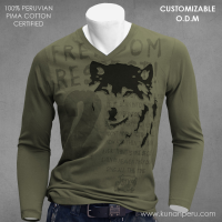 100% pima cotton round neck t-shirt long sleeve