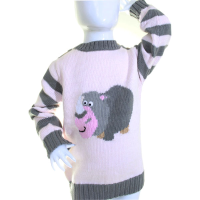 Rhinoceros Pullover Gray and Pink Color