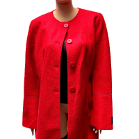 Elegant Red Alpaca and Wool Coat