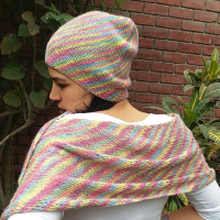 Diagonal multicolored alpaca shawl