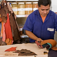 Worker Cutting  Fabric 