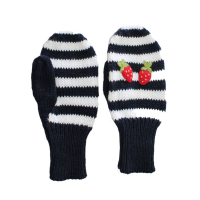 Black and White Striped Alpaca Gloves