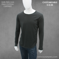 100% pima cotton round neck t-shirt long sleeve