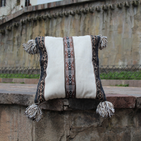 Living Room Cushion Cover with Pompoms