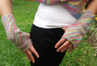 100% Alpaca fingerless gloves multicolored