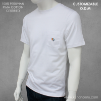 100% Pima Cotton "V" Neck Pocket T-Shirt. 150grsm