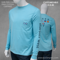 High-end 100% Pima Cotton "V" Neck Pocket T-Shirt. 150grsm