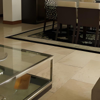 Travertine pieces installed on the floor