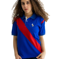 100% Cotton Polo Style Lady Polo with Red Stripe