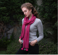 Baby Alpaca Scarf knitted with Pompoms