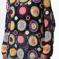 Multicolor Crochet Sweater 100% Pima Cotton - Handmade