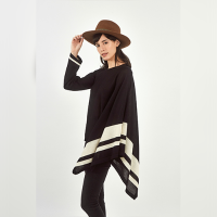 Baby Alpaca Poncho with Bands 