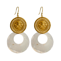CHAKASQA EARRING |SKU: PARSEA - 036 | Talla L:  Ø 2.8 cm - ↕ 10 cm | Material: bronce recubierto de oro de 24k |The Lord of Sipan Treasure – Chiclayo |