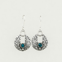 Silver Muchik Earrings with Chrysocolla Stone