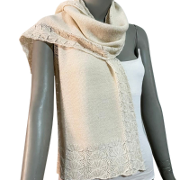Knitted Baby Alpaca Scarf with Links and Openwork