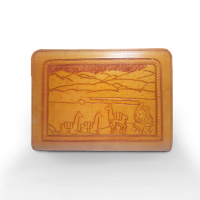 Finely Hand Carved and Personalized Leather Agenda Holder 