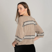 Beige Baby Alpaca sweater with stripes be alpaca