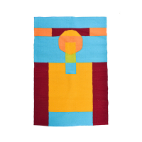 Handwoven Multicolored Rug with Sheep Wool