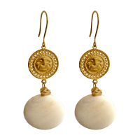 CHANI EARRING | SKU: PARSEA - 031 | Talla L:  Ø 1.8 cm - ↕ 7 cm |  Material: bronce recubierto de oro de 24k |The Lord of Sipan Treasure – Chiclayo |