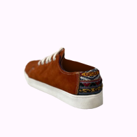 Leather Sneakers with Textile Application 