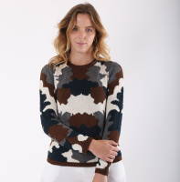 military sweater in intarsia fabric